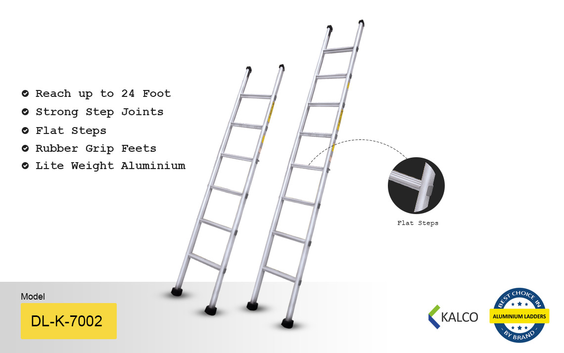 Flat Step Wall Supporting Straight Aluminium Ladder dl-k-7002