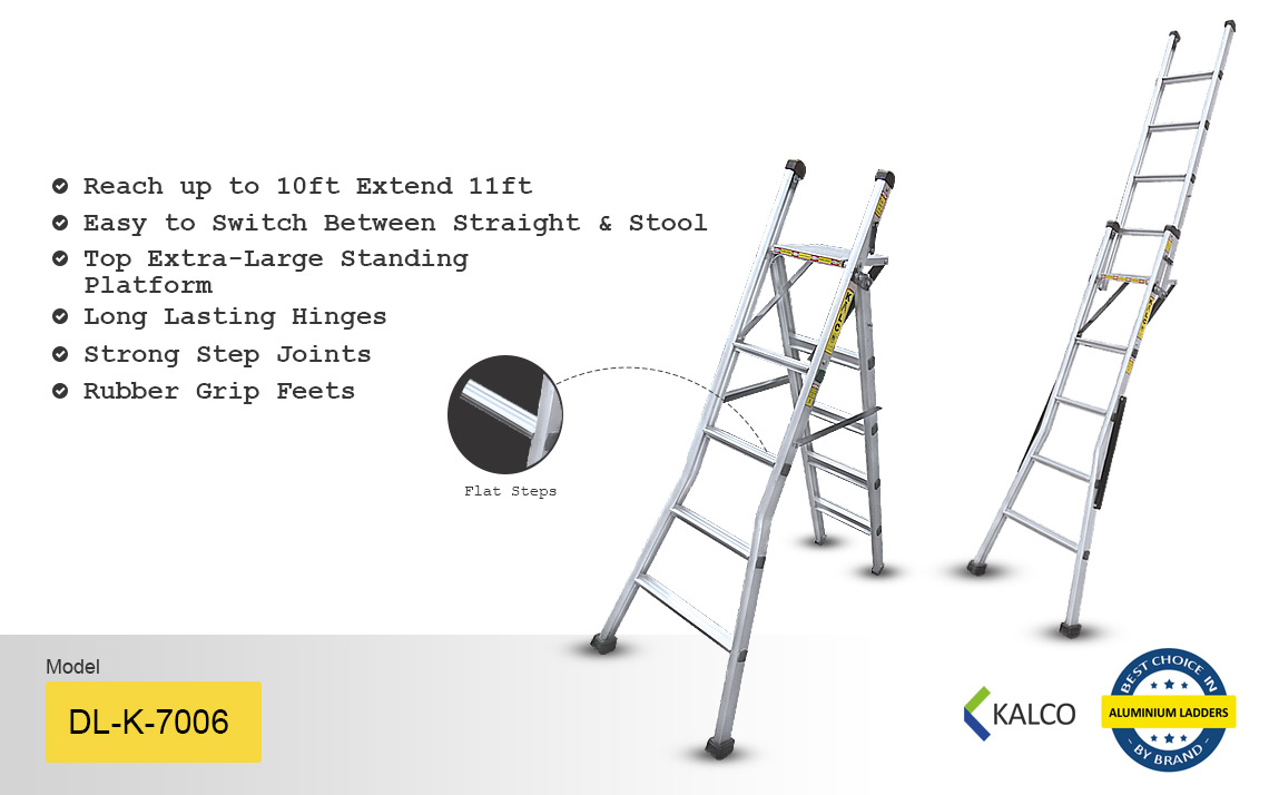 Straight Cum Stool Aluminium Ladder  dl-k-7006