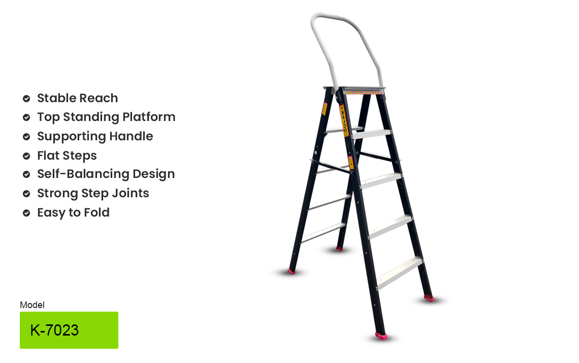Kalco Stool Type Aluminium Ladder with top handle support dl-k-7023