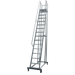Aluminum Trolley type 5” step ladder with wheels 6” dia